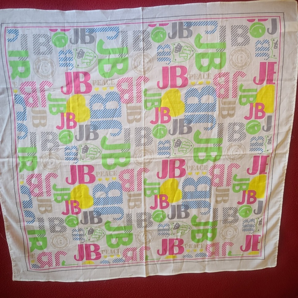 Vintage Joe Boxer Scarf Head Wrap Bandana Square "JB" Cotton New Unused Retro 90